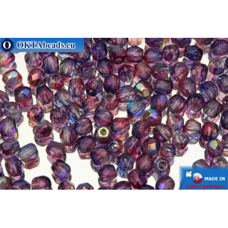 Czech fire polished beads lilac (K4311) 3mm