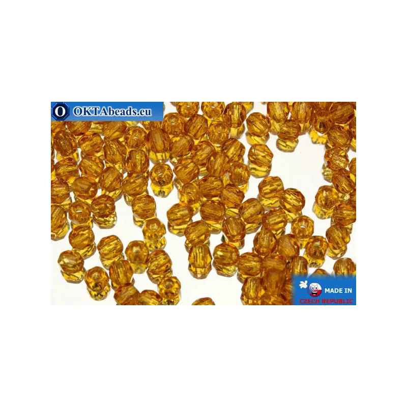 Czech fire polished beads yellow (10090) 3mm