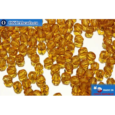 Czech fire polished beads yellow (10090) 3mm