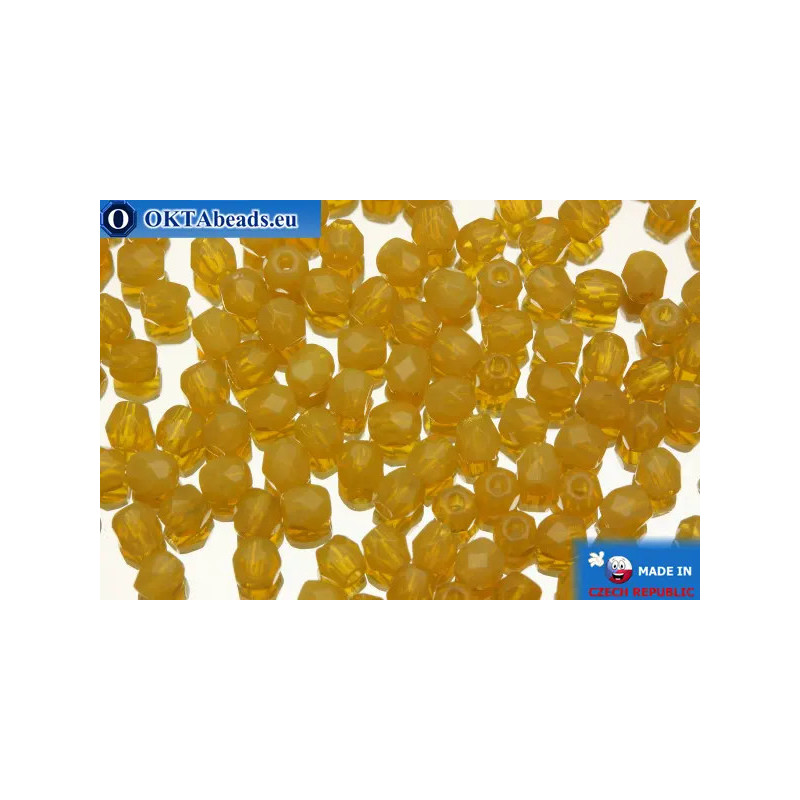 Czech fire polished beads yellow alabaster (11000) 3mm