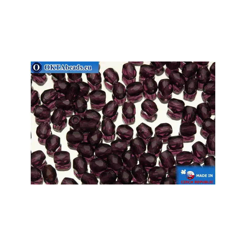Czech fire polished beads lilac (20080) 3mm