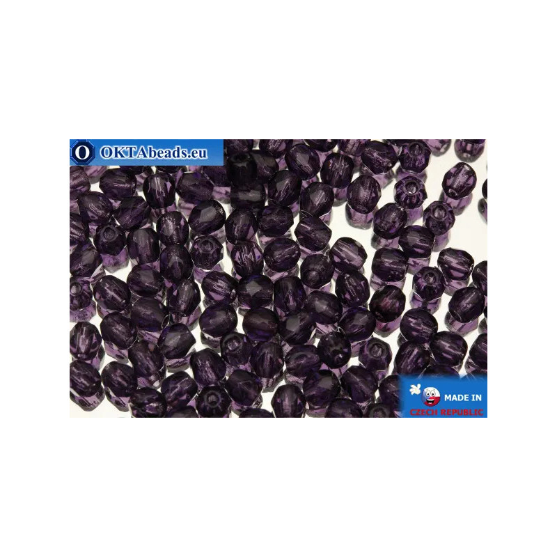 Czech fire polished beads lilac (20510) 3mm