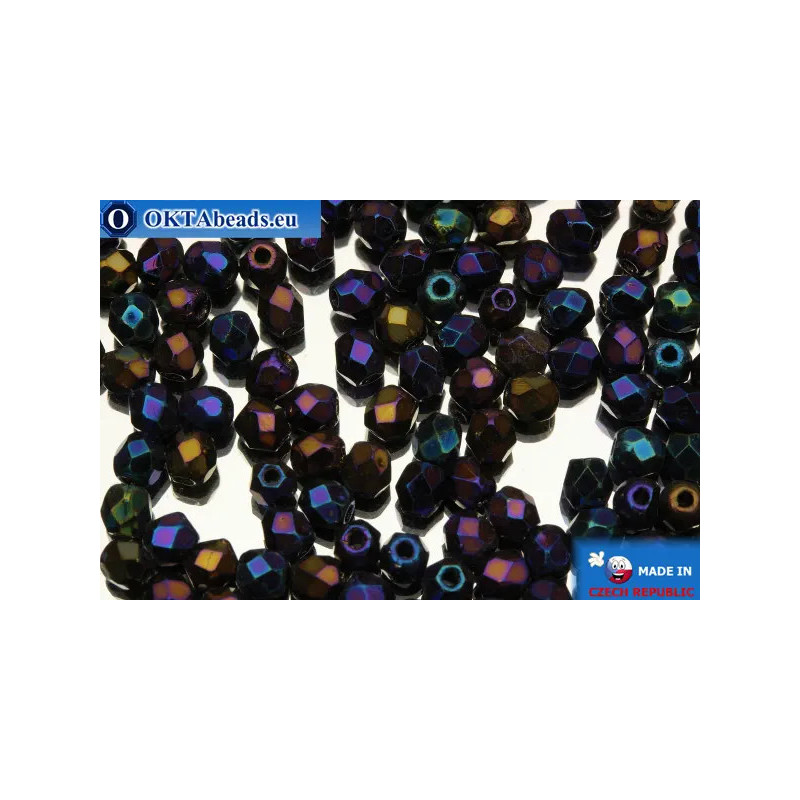 Czech fire polished beads iris (21435JT) 3mm