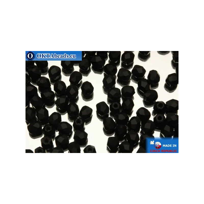 Czech fire polished beads black matte (M23980) 3mm