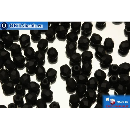Czech fire polished beads black matte (M23980) 3mm