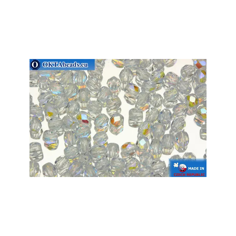 Czech fire polished beads white AB (X30010) 3mm