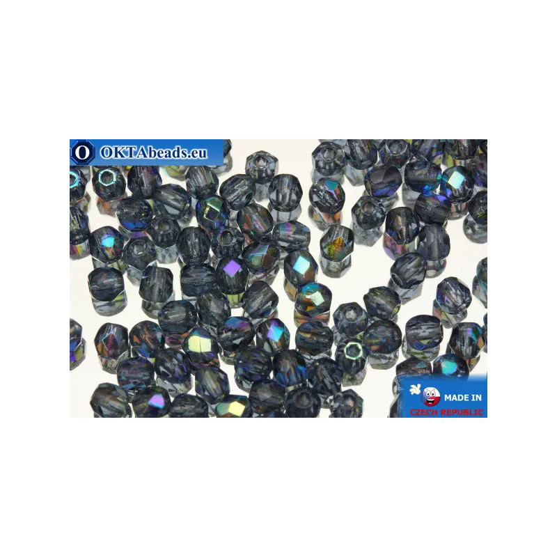 Czech fire polished beads grey AB (X30330) 3mm