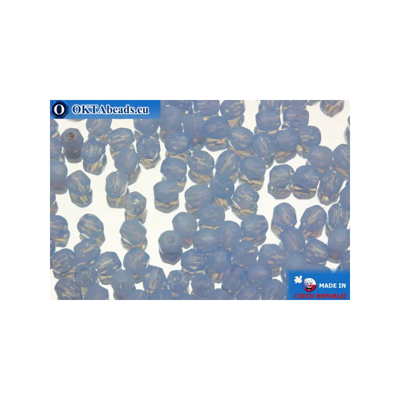 Czech fire polished beads blue alabaster (31000) 3mm