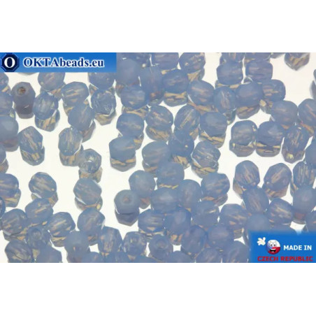 Czech fire polished beads blue alabaster (31000) 3mm