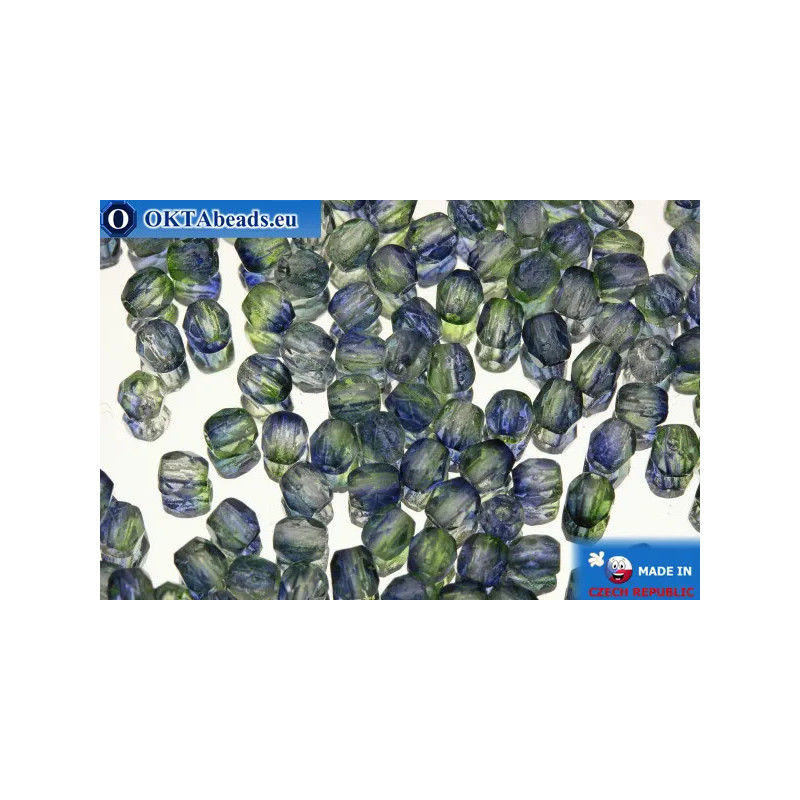 Czech fire polished beads green blue (48006CR) 3mm