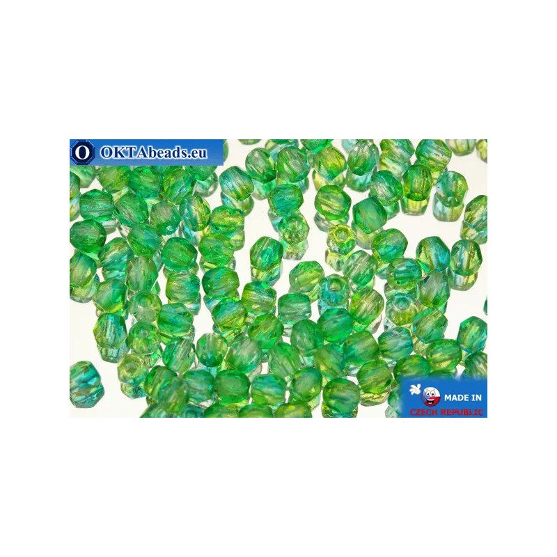 Czech fire polished beads green (48010CR) 3mm