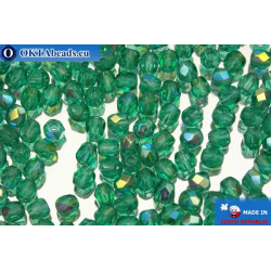 Czech fire polished beads green AB (X50730) 3mm