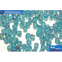 Czech fire polished beads blue AB (X60020) 3mm