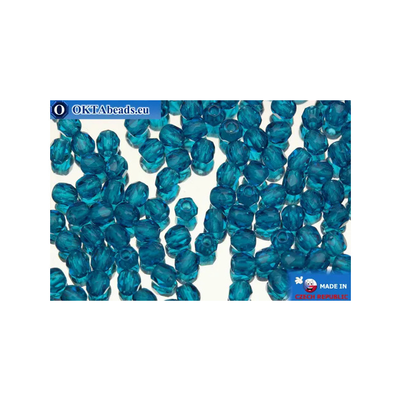 Czech fire polished beads blue (60080) 3mm