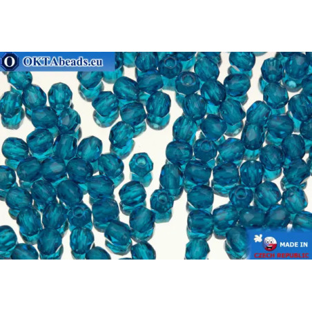 Czech fire polished beads blue (60080) 3mm