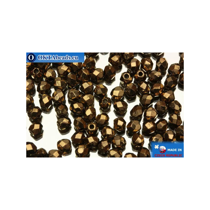 Czech fire polished beads bronze (90215JT) 3mm