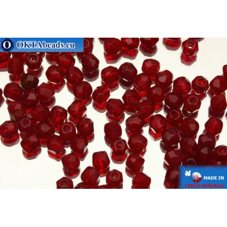 Czech fire polished beads red (91260) 3mm