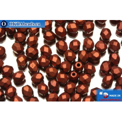 Czech fire polished beads copper matte (K0175) 4mm