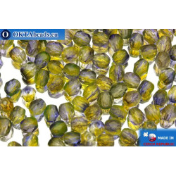 Czech fire polished beads green blue (K3531) 4mm