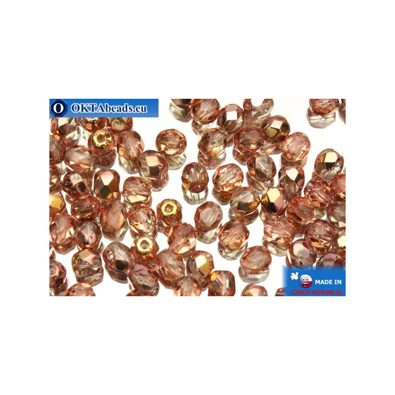 Czech fire polished beads crystal copper (C00030) 4mm