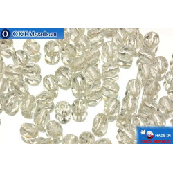 Czech fire polished beads crystal silver line (SL00030) 4mm