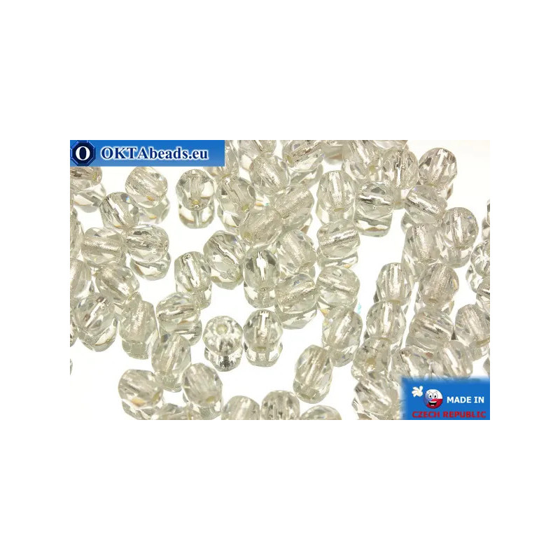 Czech fire polished beads crystal silver line (SL00030) 4mm