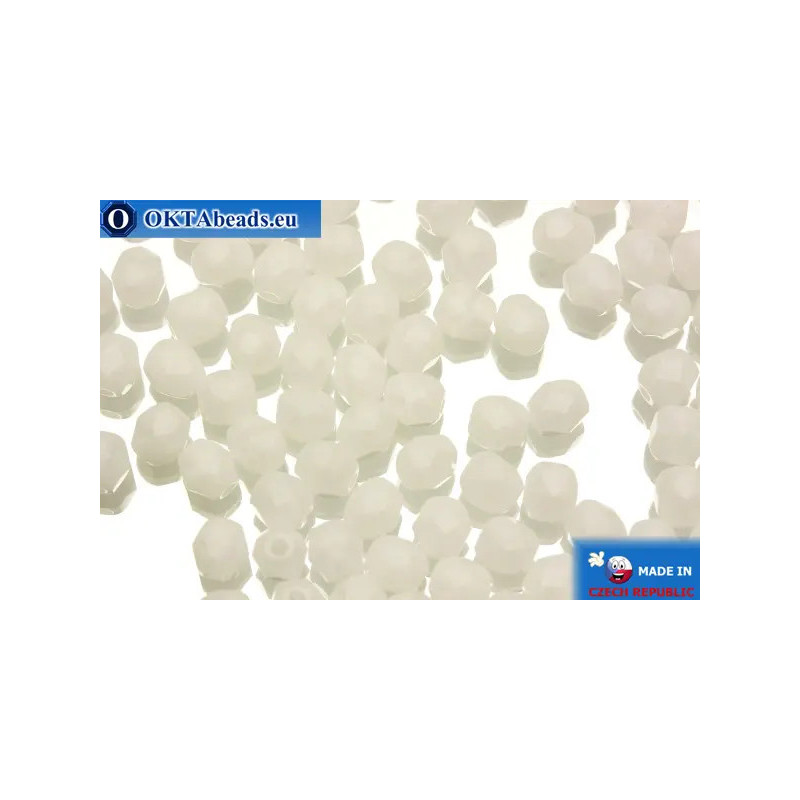 Czech fire polished beads white (04000) 4mm