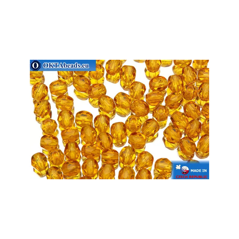 Czech fire polished beads yellow (10090) 4mm