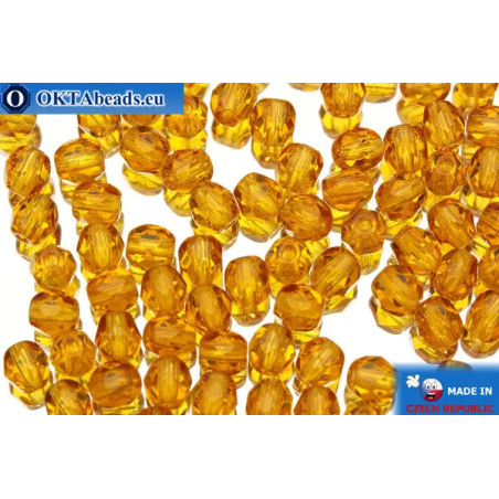 Czech fire polished beads yellow (10090) 4mm