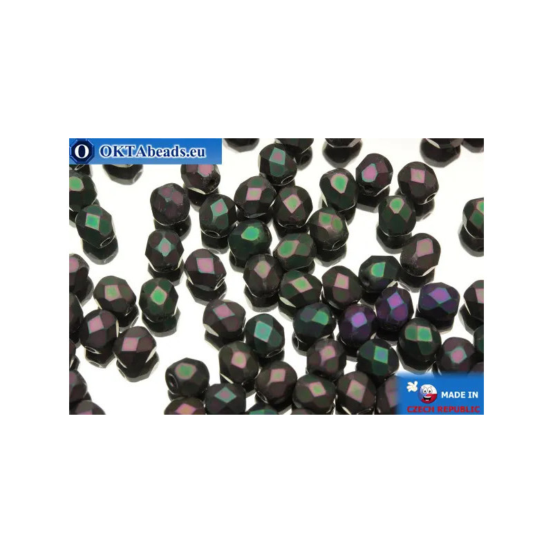 Czech fire polished beads iris matte (21195JT) 4mm