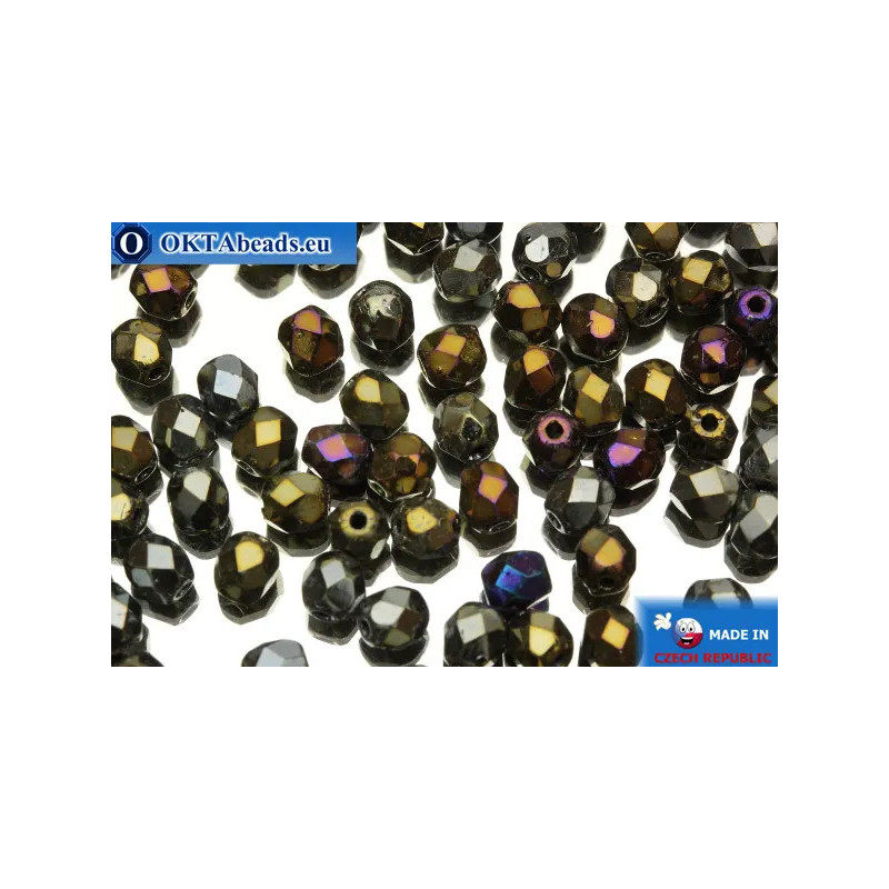 Czech fire polished beads iris (21415JT) 4mm