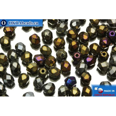 Czech fire polished beads iris (21415JT) 4mm