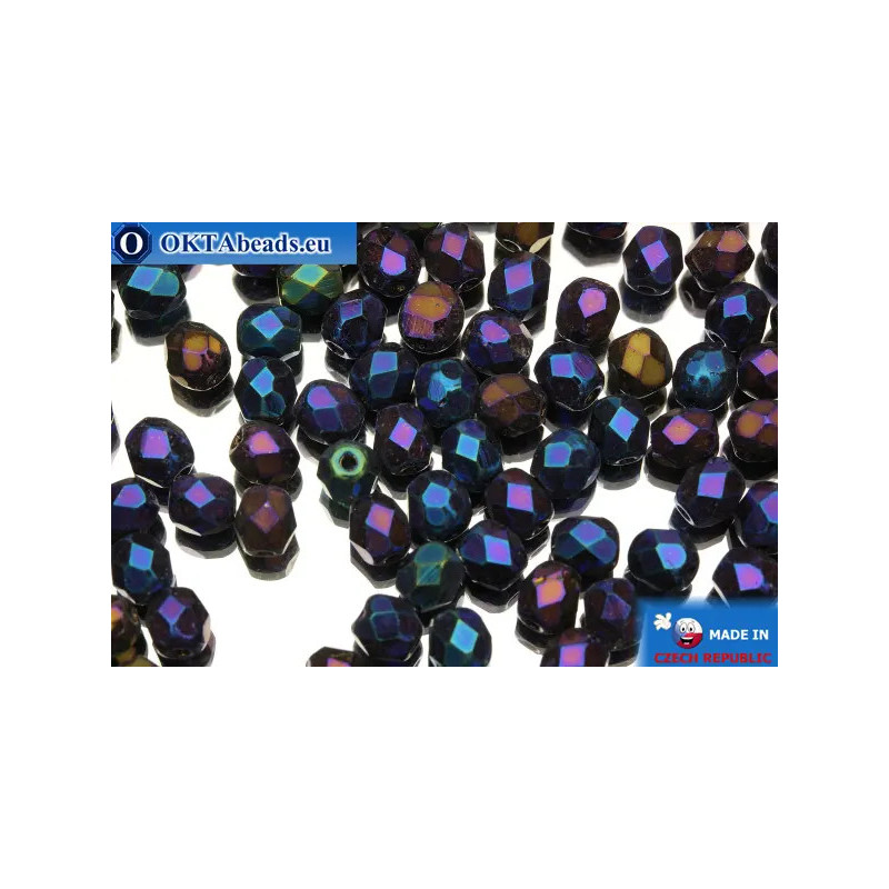 Czech fire polished beads iris (21435JT) 4mm