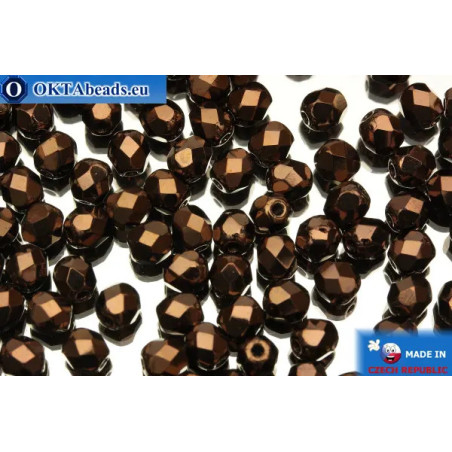 Czech fire polished beads copper (LZ23980) 4mm