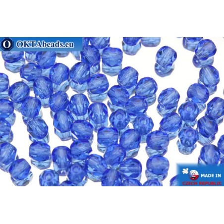 Czech fire polished beads blue (30050) 4mm
