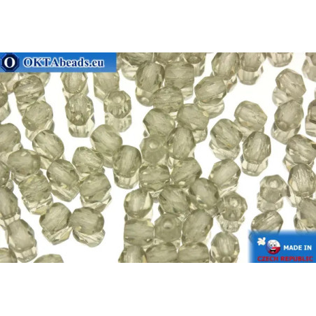 Czech fire polished beads grey (40010) 4mm