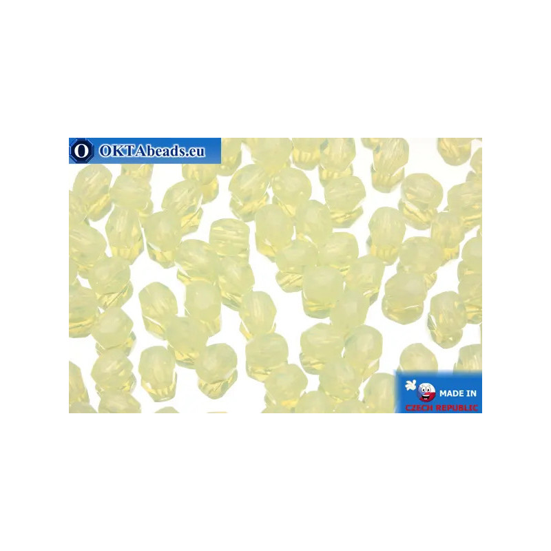 Czech fire polished beads yellow alabaster (81000) 4mm