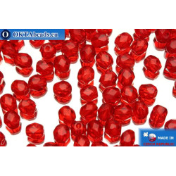Czech fire polished beads red (90080) 4mm