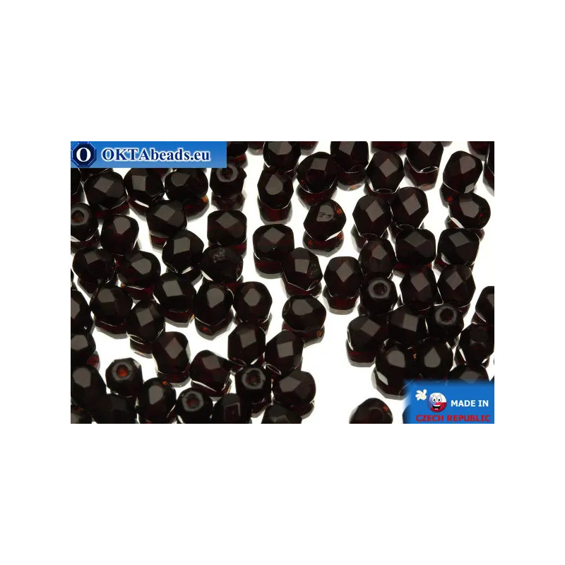 Czech fire polished beads red (90120) 4mm