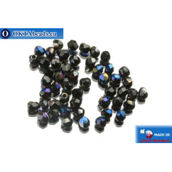 Czech fire polished beads black iris (BR23980) 3mm
