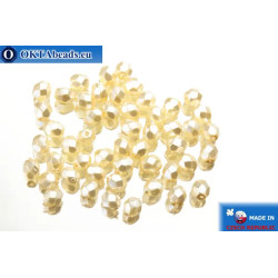 Czech fire polished beads beige pearl (70411CR) 4mm