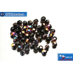 Czech fire polished beads black iris (VX23980) 4mm