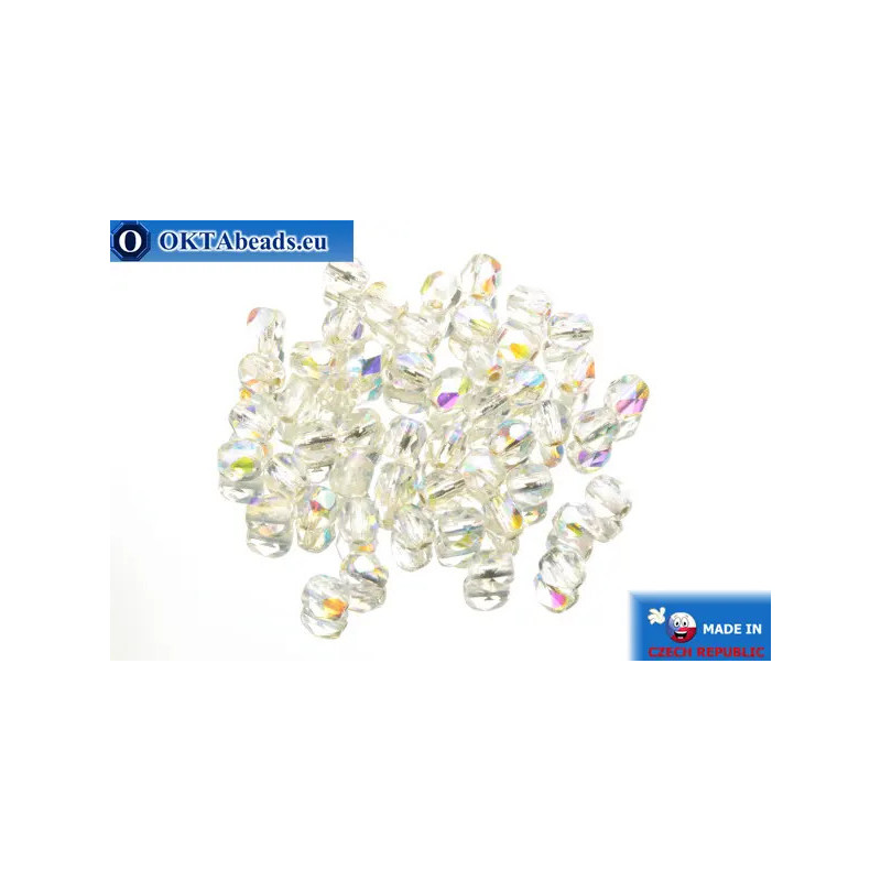 Czech fire polished beads crystal AB (SLX00030) 4mm