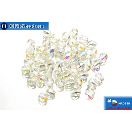 Czech fire polished beads crystal AB (SLX00030) 4mm