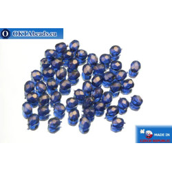 Czech fire polished beads blue gold luster (69264CR) 4mm