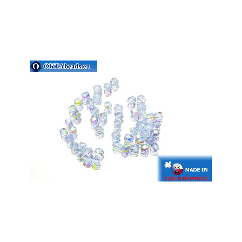 Czech fire polished beads blue AB (X30030) 3mm