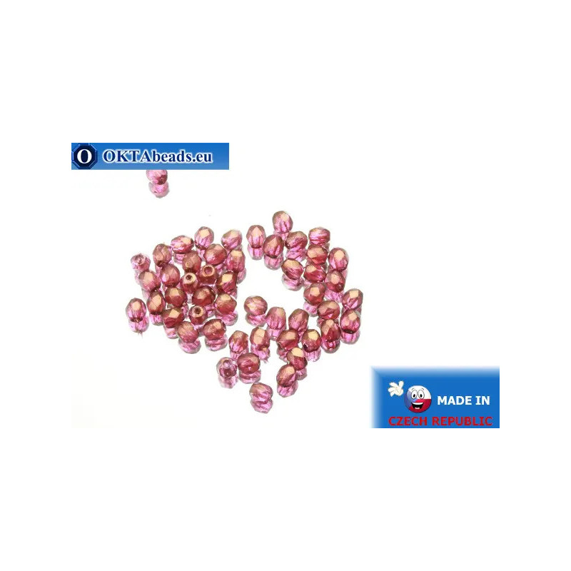 Czech fire polished beads lilac gold luster (69259CR) 3mm
