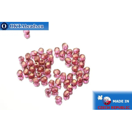 Czech fire polished beads lilac gold luster (69259CR) 3mm