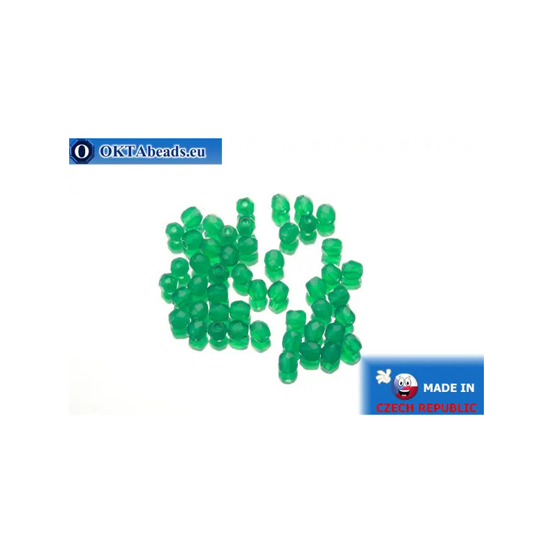 Czech fire polished beads emerald opal (52060) 3mm