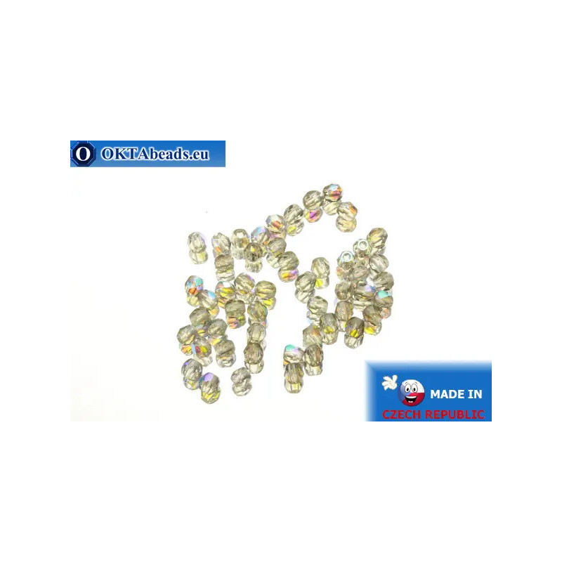 Czech fire polished beads grey AB (X40020) 3mm